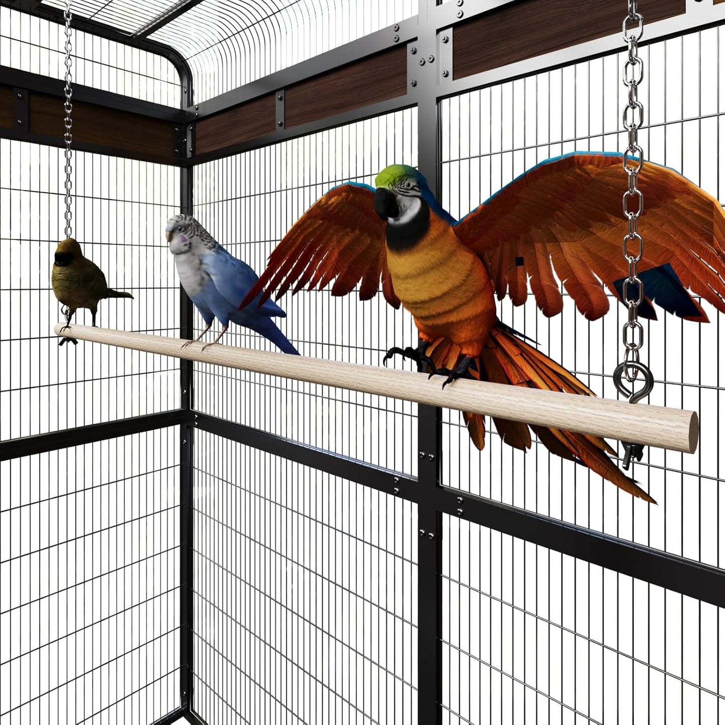 Large Outdoor Bird Cage Aviary for Parakeets, Parrots, Black