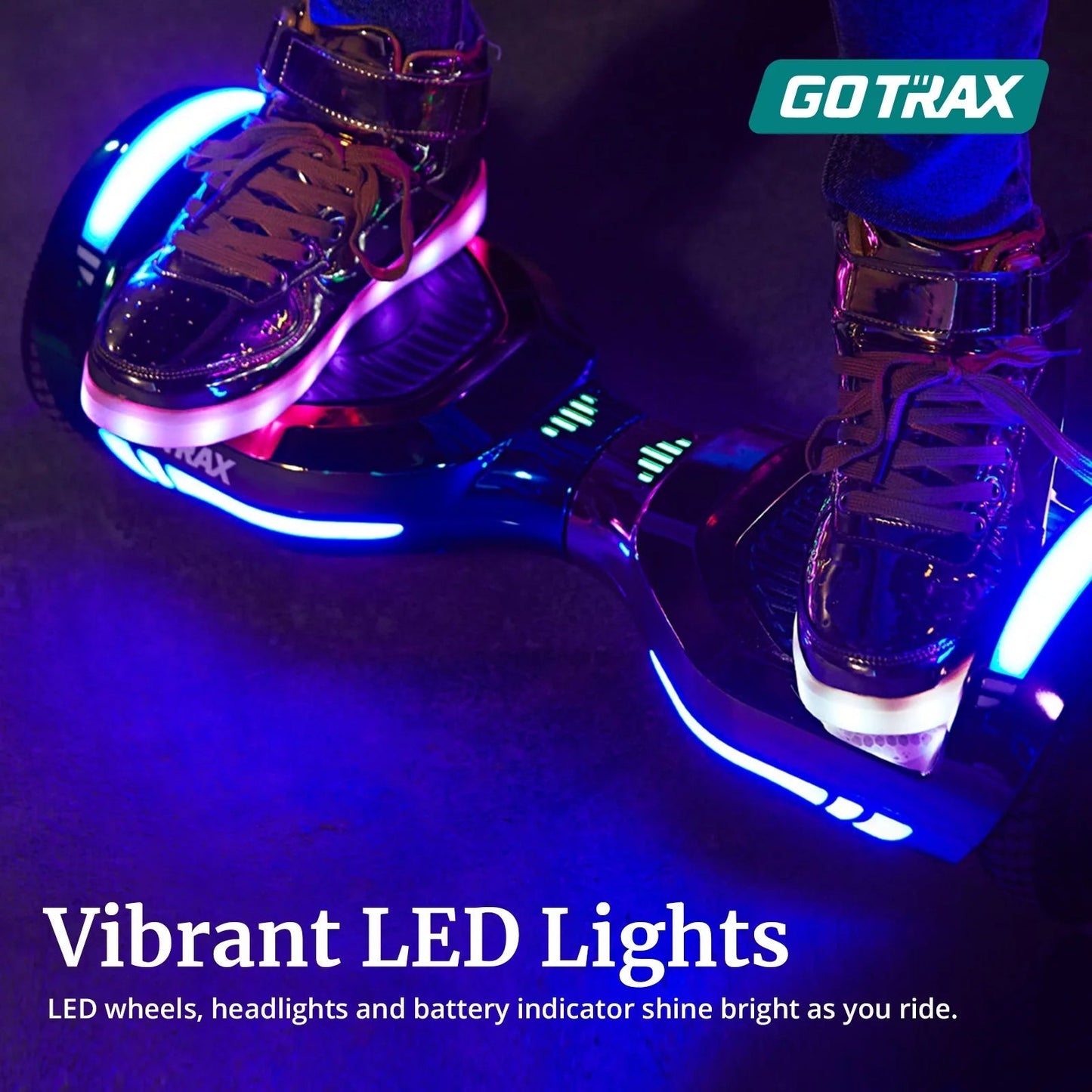 GOTRAX GLIDE PRO Bluetooth Hoverboard, 6.5" Wheels and 7 Colors Lights Self Balancing Scooters for 44 176lbs Kids Adults Silver