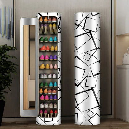 Large-capacity multi-layer rotating disinfection shoe cabinet with mirror + deodorizer