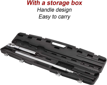 1-Inch Drive Click Torque Wrench, Dual-Scale Adjustable Torque Wrench Set with a Hex Key 200-1000ft.lb / 271-1356.7Nm