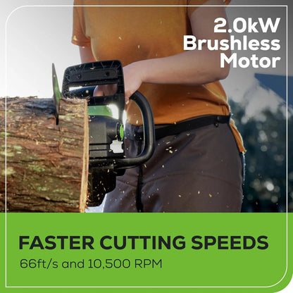 Greenworks 40V 16" Brushless Cordless Chainsaw, 4.0Ah Battery and Charger Included