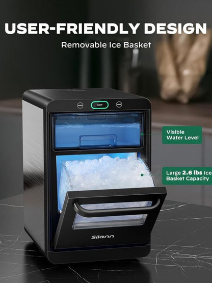GE Profile Opal Nugget Ice Maker, Countertop Pebble Ice Machine, 44 lbs/Day, Pull Out Water Tank, Removable Basket, Stainless Steel