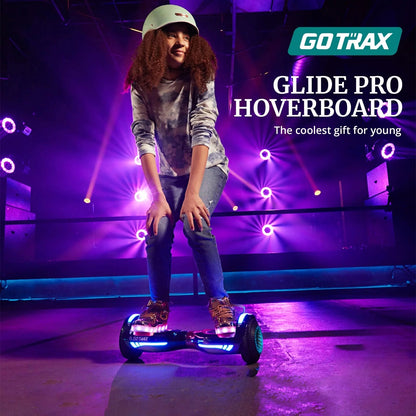 GOTRAX GLIDE PRO Bluetooth Hoverboard, 6.5" Wheels and 7 Colors Lights Self Balancing Scooters for 44 176lbs Kids Adults Silver