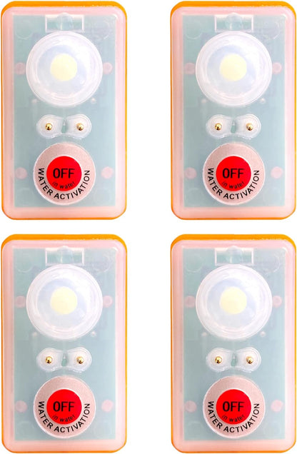 Life Jacket LED Strobe Light for Emergency Overboard Survival; Water Activated High Intensity Beam Long Range Rescue (4 Pack)