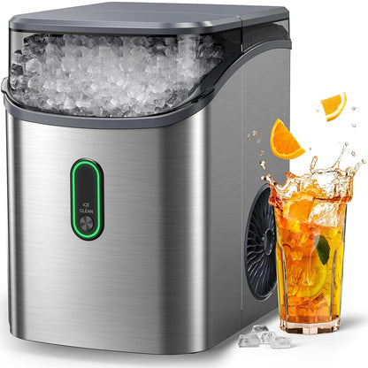 Ice Maker Countertop, Pebble Ice Maker with Soft Chewable Ice, One-Click Operation Ice Machine with Self-Cleaning, 33lbs/24H for Home,Kitchen,Office