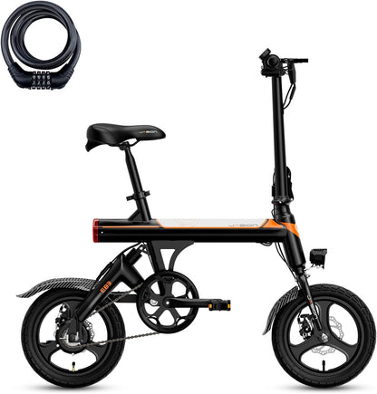 Jasion EB3 Electric Bike Adults 21mph, 500W Peak Motor, 270Wh Battery, Rear Suspension, 3 Levels Assist, 14′′ Folding Ebike for Adults and Teens, Complies to UL2849