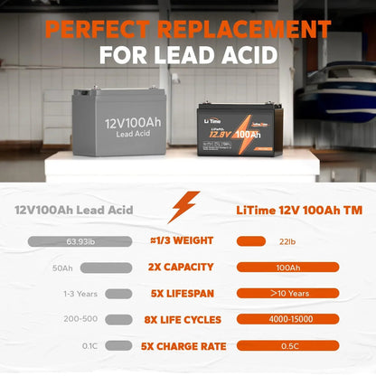 LiTime 12V 100Ah TM LiFePO4 Lithium Battery