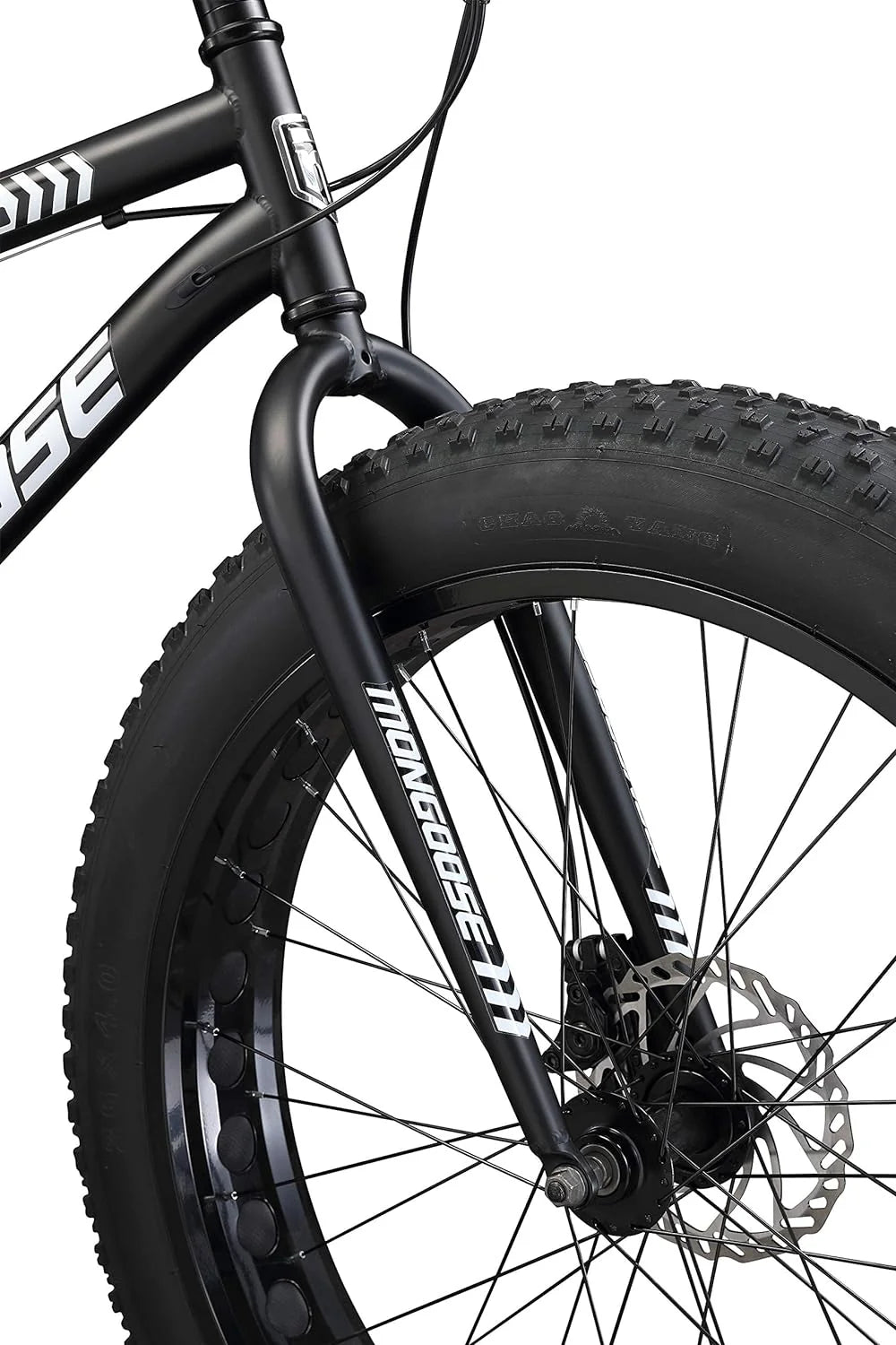 Malus Mens and Women Fat Tire Mountain Bike, 26-Inch Bicycle Wheels, 4-Inch Wide Knobby Tires, Steel Frame, 7 Speed Drivetrain, Shimano Rear Derailleur, Disc Brakes