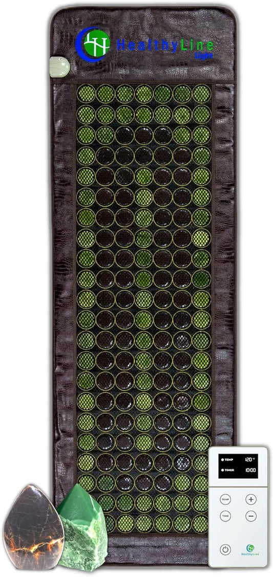 HealthyLine Far Infrared Heating Pad - Hot Stones Jade Tourmaline - Negative Ions - Mesh JT Mat Full 7224 Soft Light InfraMat Pro®