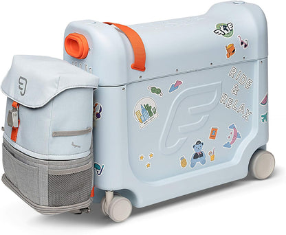 JetKids by Stokke Travel Bundle - Includes Kid's Ride-On Suitcase & In-Flight Bed + Crew BackPack - Best for Ages 3-7