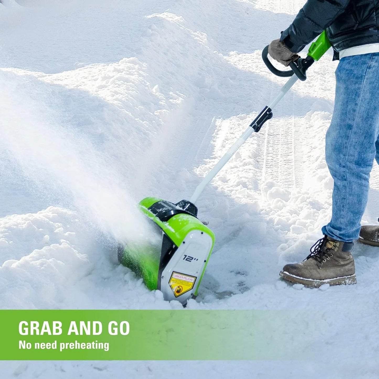 12-inch cordless snow shovel, includes 4.0Ah battery and charger